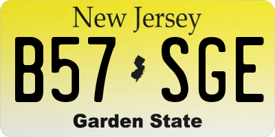 NJ license plate B57SGE