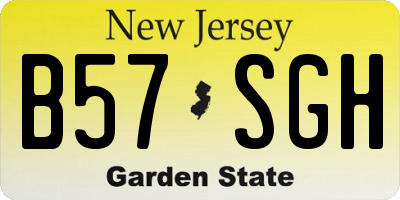 NJ license plate B57SGH