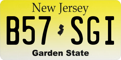 NJ license plate B57SGI