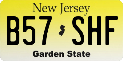 NJ license plate B57SHF
