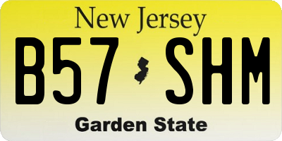 NJ license plate B57SHM