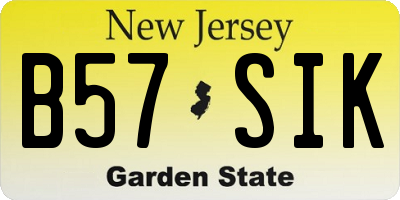 NJ license plate B57SIK