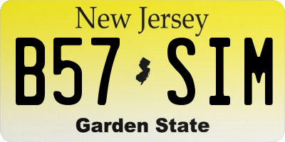 NJ license plate B57SIM