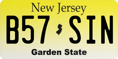 NJ license plate B57SIN