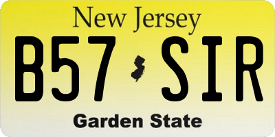 NJ license plate B57SIR