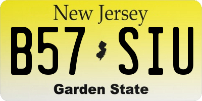 NJ license plate B57SIU
