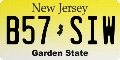 NJ license plate B57SIW