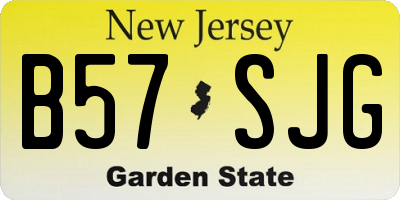 NJ license plate B57SJG