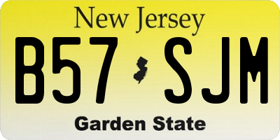 NJ license plate B57SJM