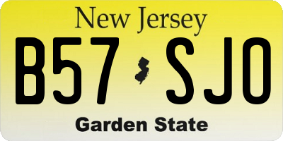 NJ license plate B57SJO