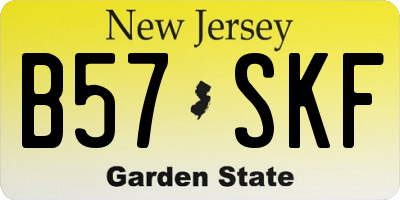NJ license plate B57SKF