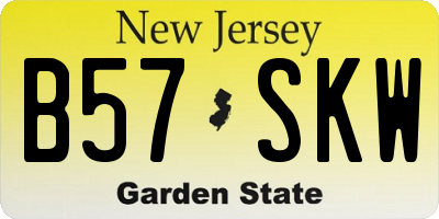 NJ license plate B57SKW