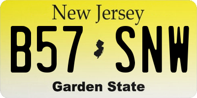 NJ license plate B57SNW
