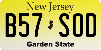 NJ license plate B57SOD