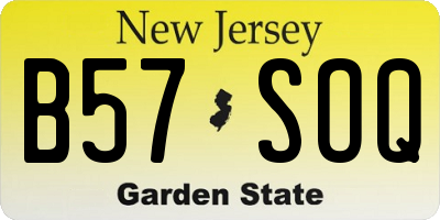 NJ license plate B57SOQ