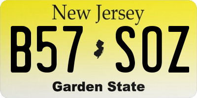 NJ license plate B57SOZ