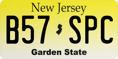NJ license plate B57SPC