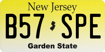 NJ license plate B57SPE