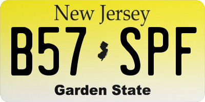 NJ license plate B57SPF