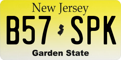 NJ license plate B57SPK