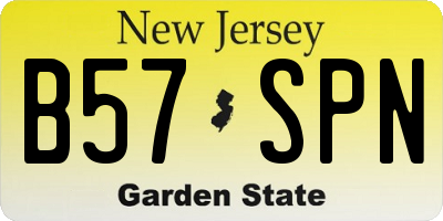 NJ license plate B57SPN