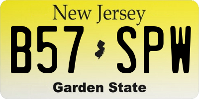NJ license plate B57SPW