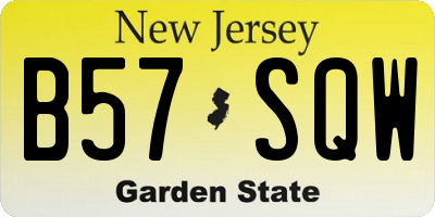 NJ license plate B57SQW