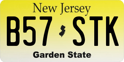 NJ license plate B57STK