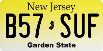 NJ license plate B57SUF