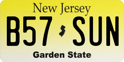 NJ license plate B57SUN