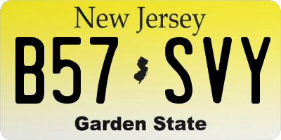 NJ license plate B57SVY