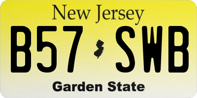 NJ license plate B57SWB