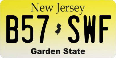 NJ license plate B57SWF