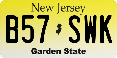 NJ license plate B57SWK
