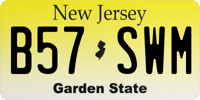 NJ license plate B57SWM