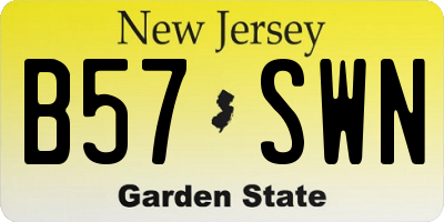 NJ license plate B57SWN