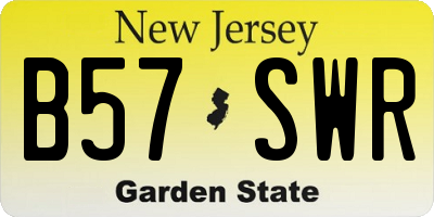 NJ license plate B57SWR