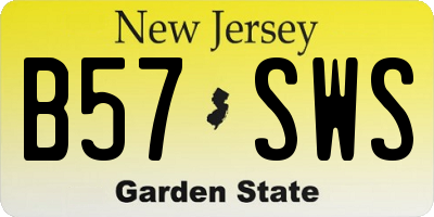 NJ license plate B57SWS