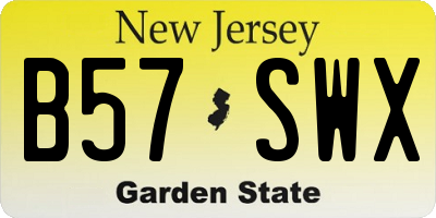 NJ license plate B57SWX