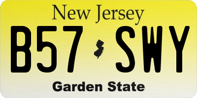 NJ license plate B57SWY