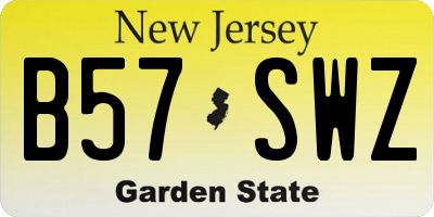 NJ license plate B57SWZ