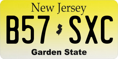 NJ license plate B57SXC