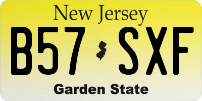 NJ license plate B57SXF