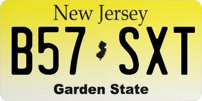 NJ license plate B57SXT