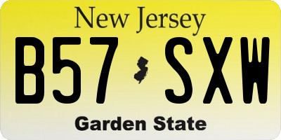 NJ license plate B57SXW