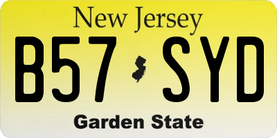 NJ license plate B57SYD