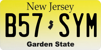 NJ license plate B57SYM