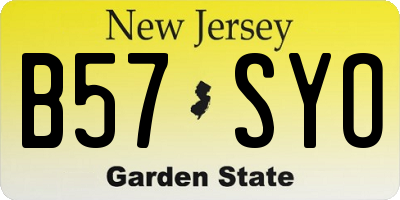 NJ license plate B57SYO