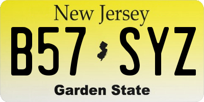 NJ license plate B57SYZ