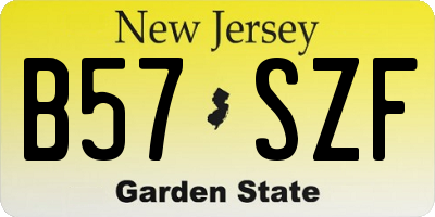 NJ license plate B57SZF